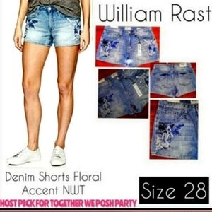 William Rast Jean Shorts Size 28 Embroidered